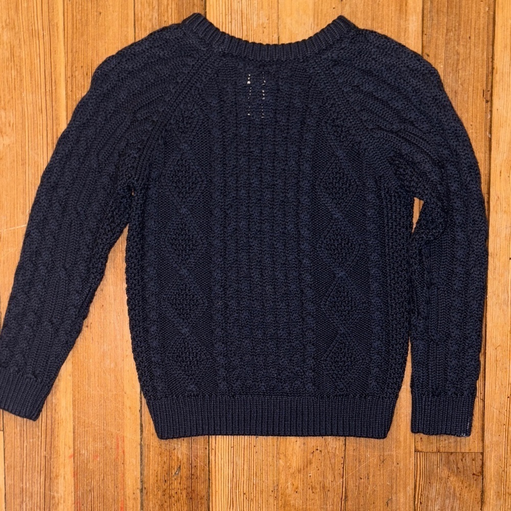 L.L. Bean Navy Cable Knit Sweater - Picture 4 of 5